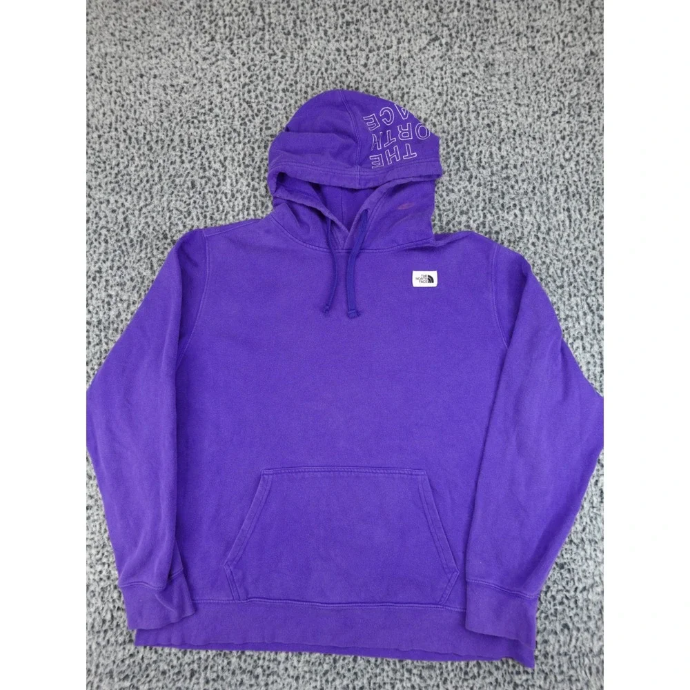 The North Face Mens XL Purple Pullover Hoodie Graphic Hood Logo Patch Regular